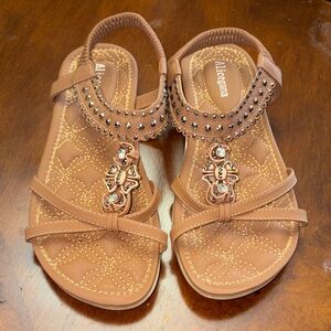 Brown Beaded Sandals